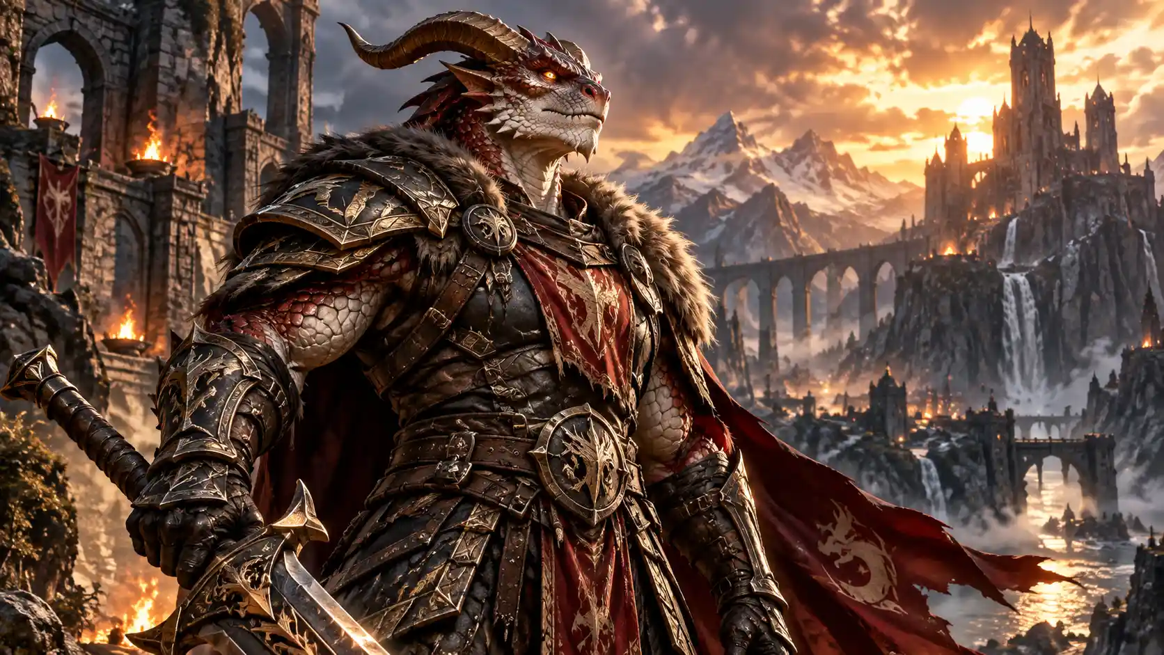 Dragon crest and scroll artwork for Dragonborn name ideas